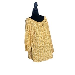 Treasure & Bond Yellow Lace Print Cotton Mini Dress Size M NWT